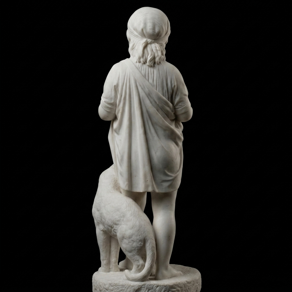 A Little Girl With Kittens Jens Adolf Jerichau Natural Marble Statue