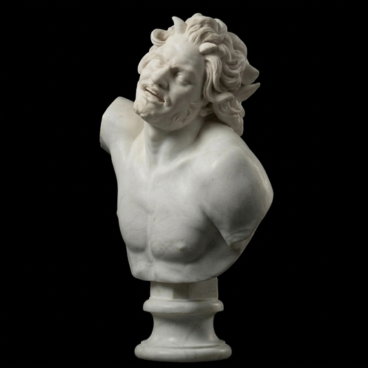Bust of a Drunken Satyr Natural Marble Statue