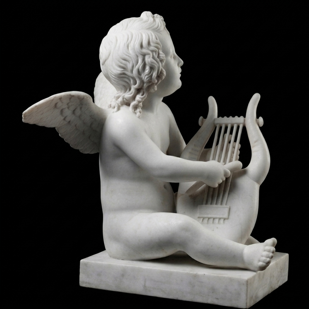 Cupid Playing the Lyre Bertel Thorvaldsen Natural Marble Statue