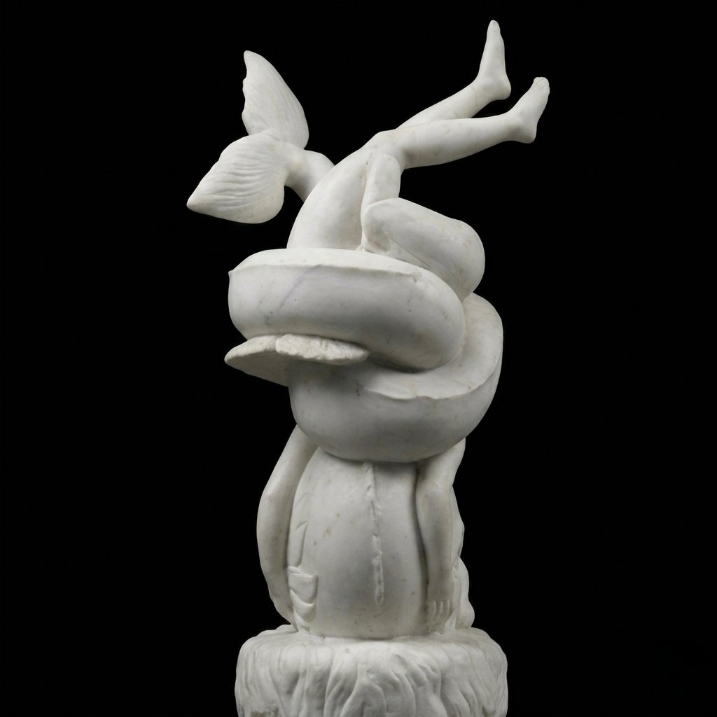 Group of Eros with a dolphin Natural Marble Statue