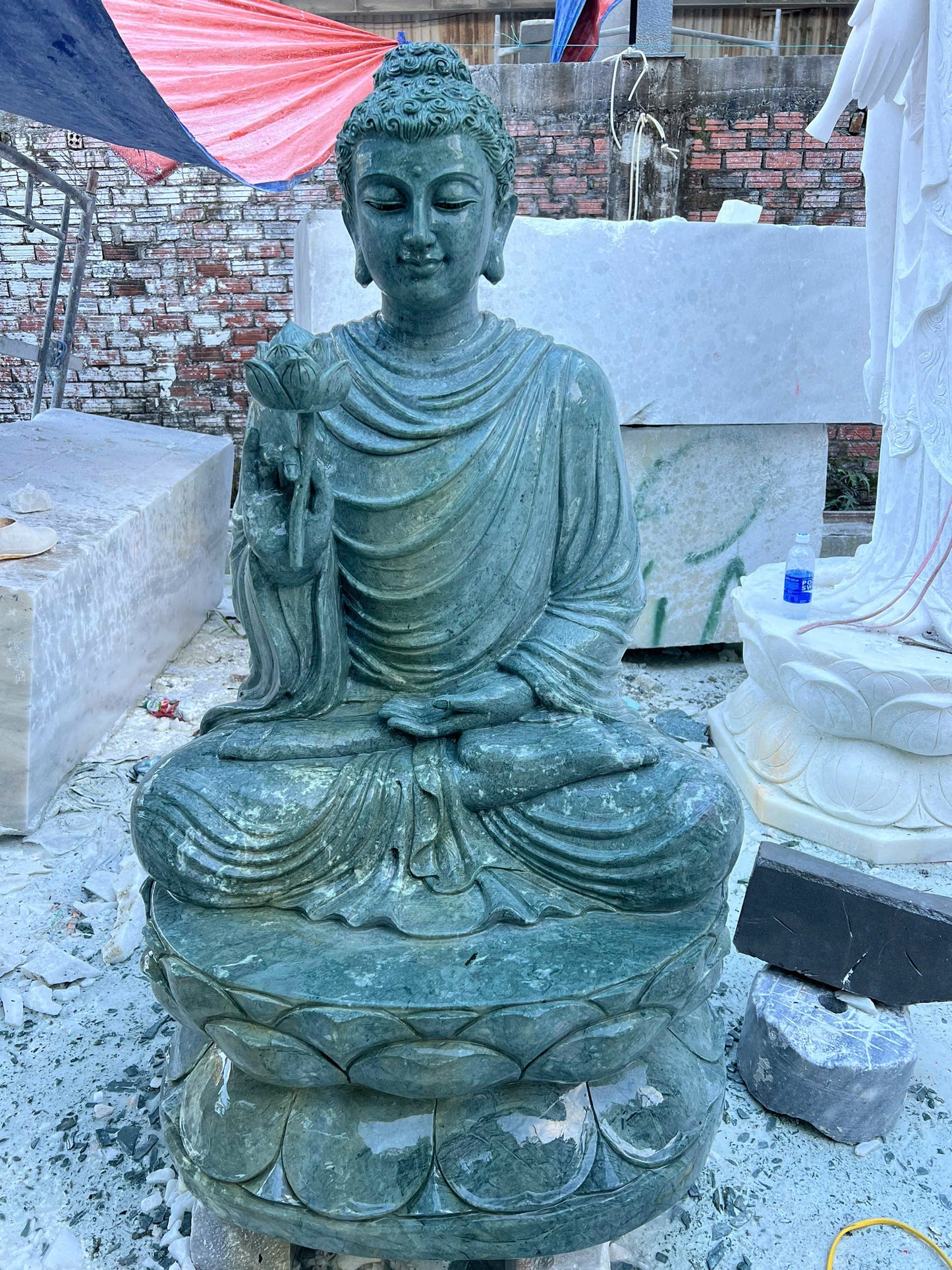 Natural Green India Stone Buddha statue